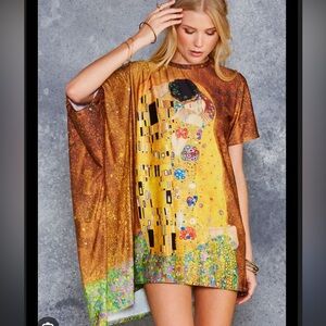 Blackmilk x Gustav Klimt “The Kiss” Drape Shirt Dress Size L